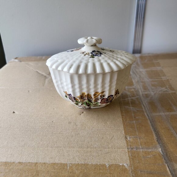 Vintage Copeland Spode Wicker Lane Covered Sugar Bowl GUC SEE PICS "BIN H" - Picture 4 of 9